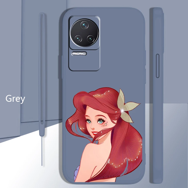 

Disney Girl Princess Mermaid Case For Xiaomi Redmi K50 K40 Gaming Pro K30 10X 10 9 9A 9T 8A 4G 5G Liquid Rope Phone Cover Core