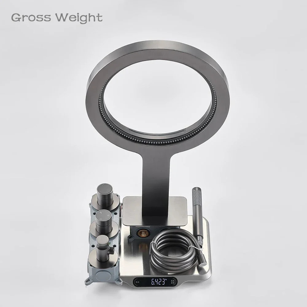 Wanna Okrągły zestaw prysznicowy W ścienny prysznic Głowica filtra Szczotkowane złoto Muzułmański Nowoczesny