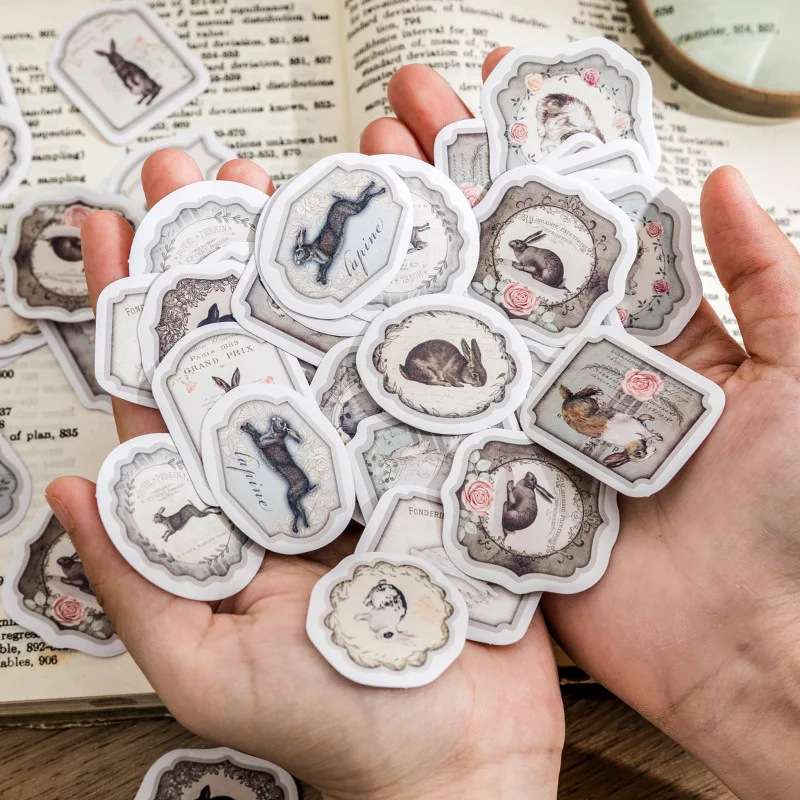 

45 шт./кор. винтажные милые наклейки с животными, кроликами, этикетки, дневник, фотобумага, канцелярские принадлежности «сделай сам», наклейк...