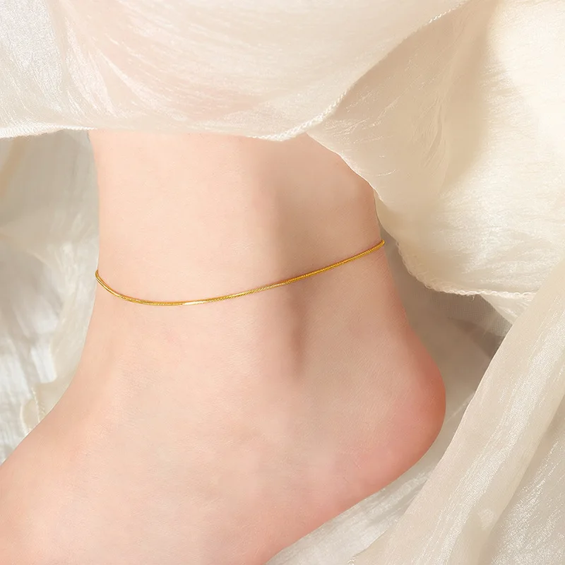 

Simple Gold Plated Titanium Steel Anklets For Women Fashion Romantic Foot Jewelry Accessories