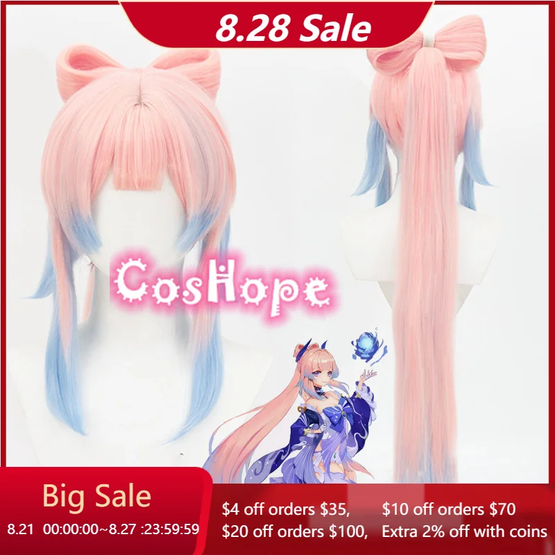 Парик для косплея Genshin Impact Kokomi, 120 см, розовый смешанный синий парик, парики для косплея аниме, термостойкие синтетические парики, Хэллоуин Парик для косплея Genshin Impact Kokomi, 120 см, розовый смешанный синий парик, парики для косплея аниме, термостойкие синтетические парики, Хэллоуин