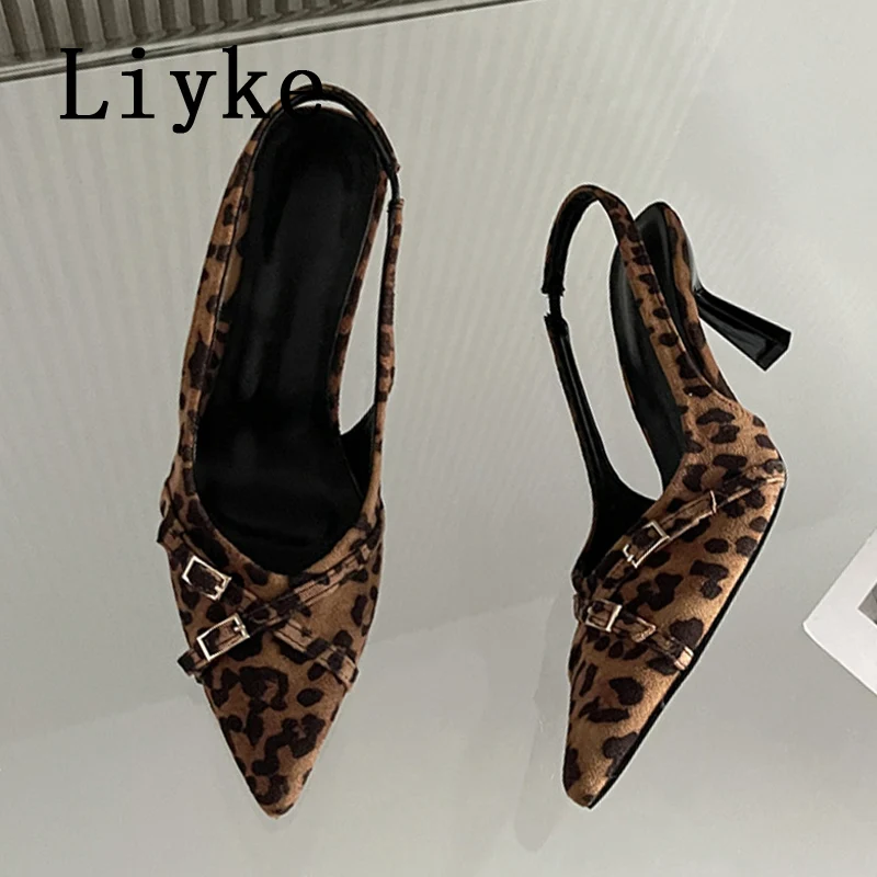 Liyke/брендовые модные женские туфли-лодочки с двойной пряжкой и узким ремешком