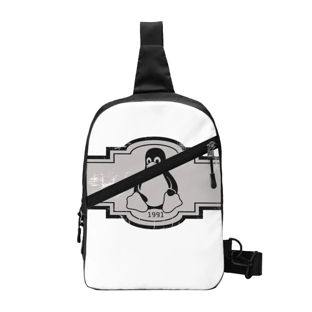 

Linux Banner Chest Bag Operating System Streetwear Crossbody Bags Unisex Hiking Designer Retro Sling Bag