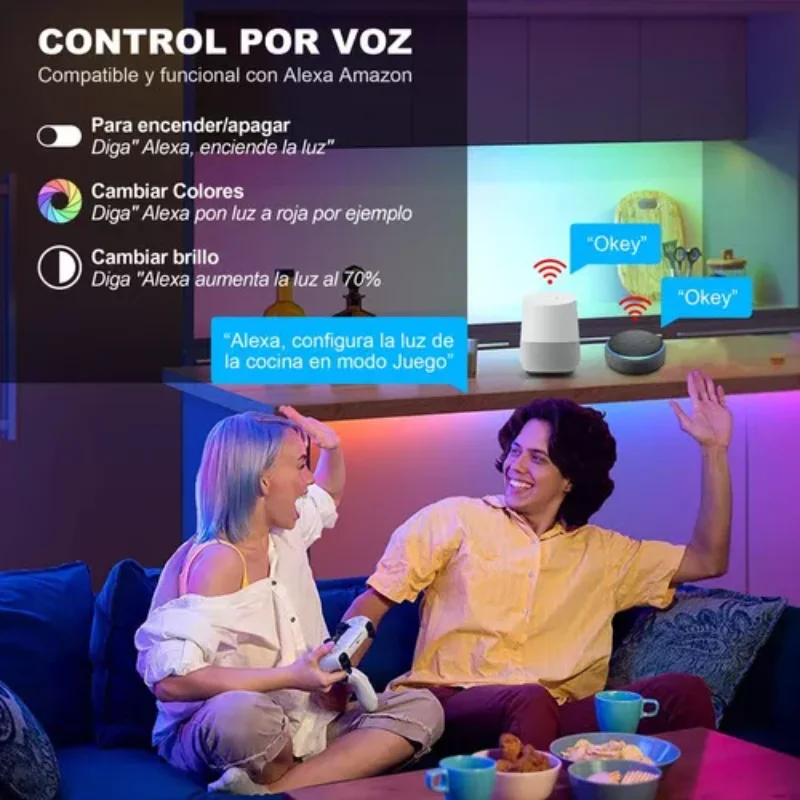 20 м Wi-Fi Light Smart Music Alexa App Control Подходит для комнаты телевизора игровой внутреннего