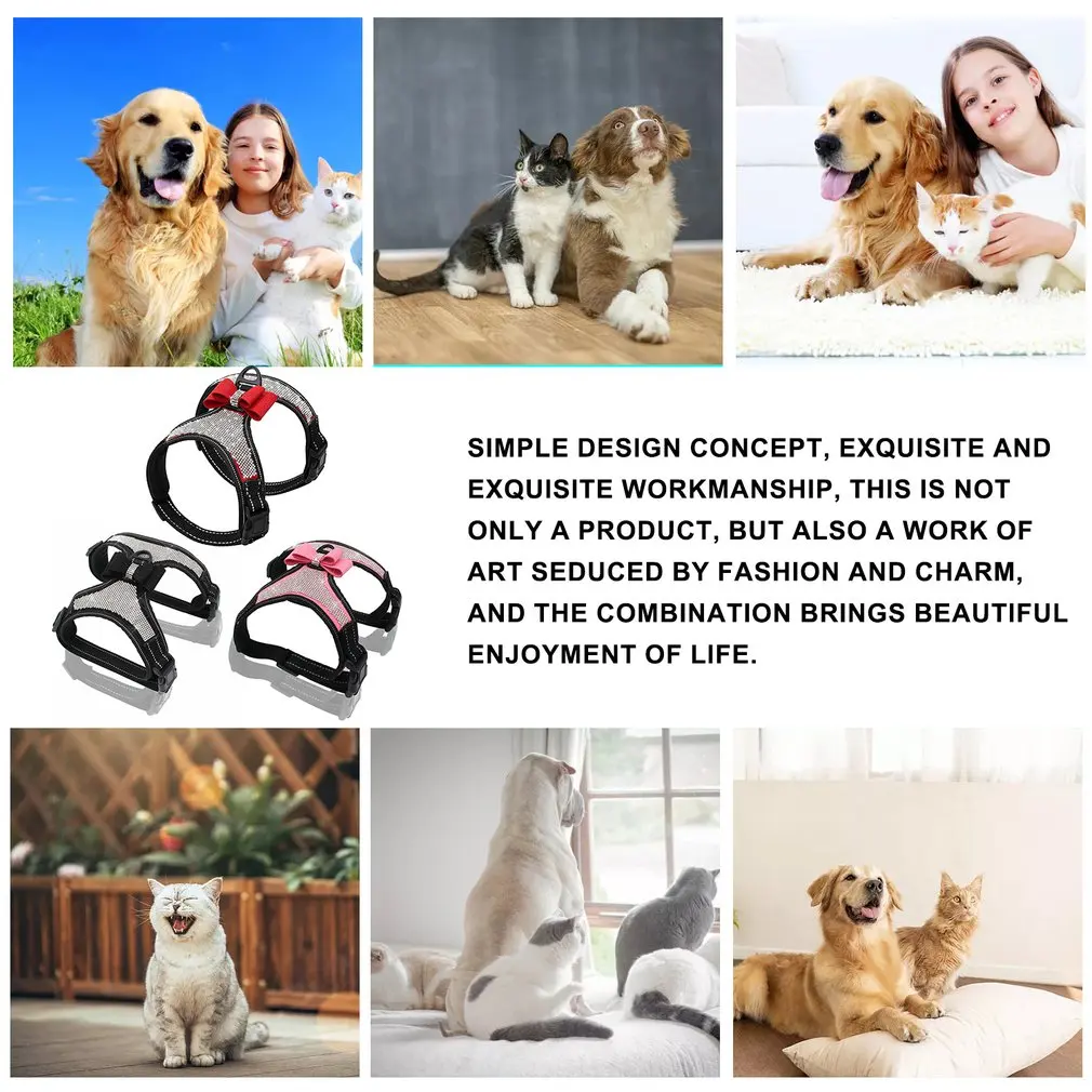 

Стразы прочная Взрывозащищенная нагрудная шлейка для домашних животных шлейка для собак светоотражающий нейлоновый поводок для собак бле...