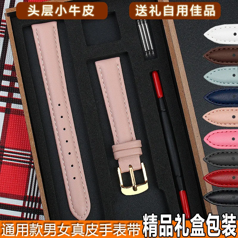 

Female Real Leather Watch Strap for Folli Follie Wf17b005 Titus Armani 12 14 15 16mm Red White Pink