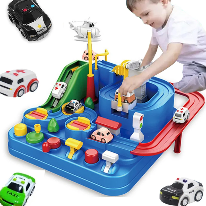 

Модель гоночного автомобиля на рельсах, Обучающие игрушки, детский трек, игра приключений, игра для мозга, механическая интерактивная игруш...