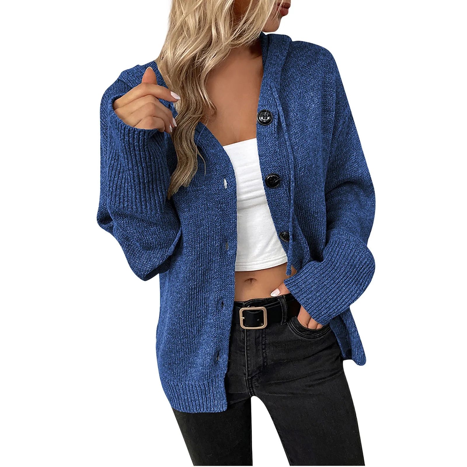 

Autumn And Winter Sweater Coat Women'S Autumn Button Solid Color Long-Sleeved Cardigan Women'S Knitted Sweater Pull Femme