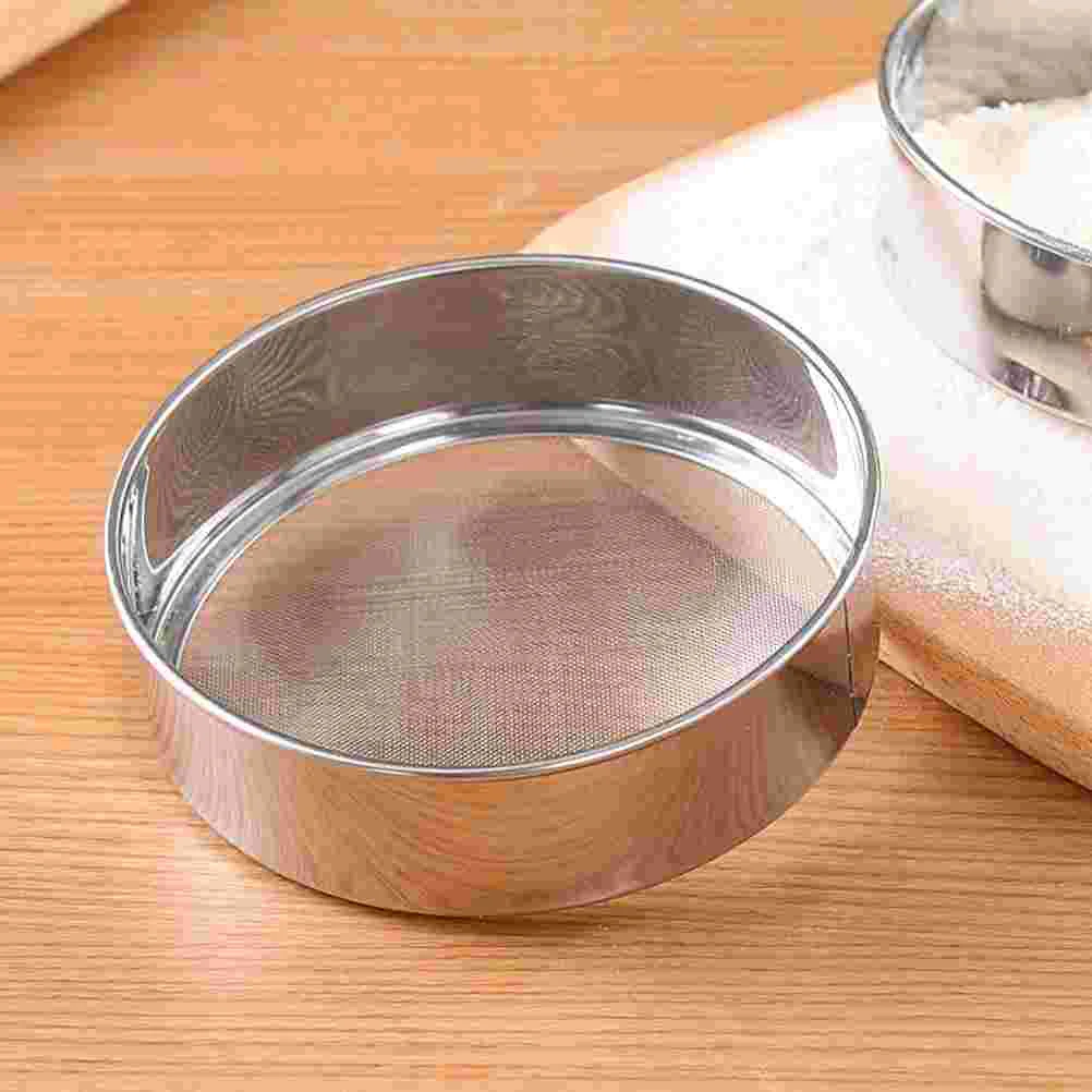 

Flour Sifter Sieve Mesh Baking Strainer Fine Stainless Steel Round Filter Shaker Kitchen Sugar Cake Strainers Sifting Skimmer