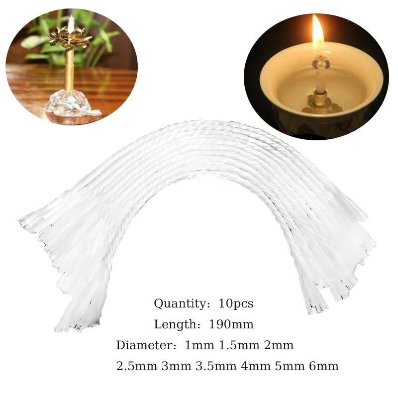 

Белые фитили из стекловолокна для свечей 10 шт.