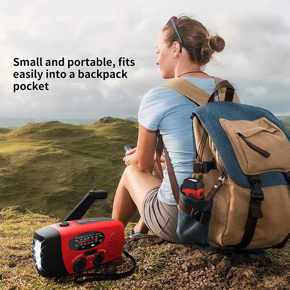 Emergency Hand Crank Radio Multifunctional AM/FM/NOAA Portable Weather Power Bank Solar Charging with LED Flashlight |
