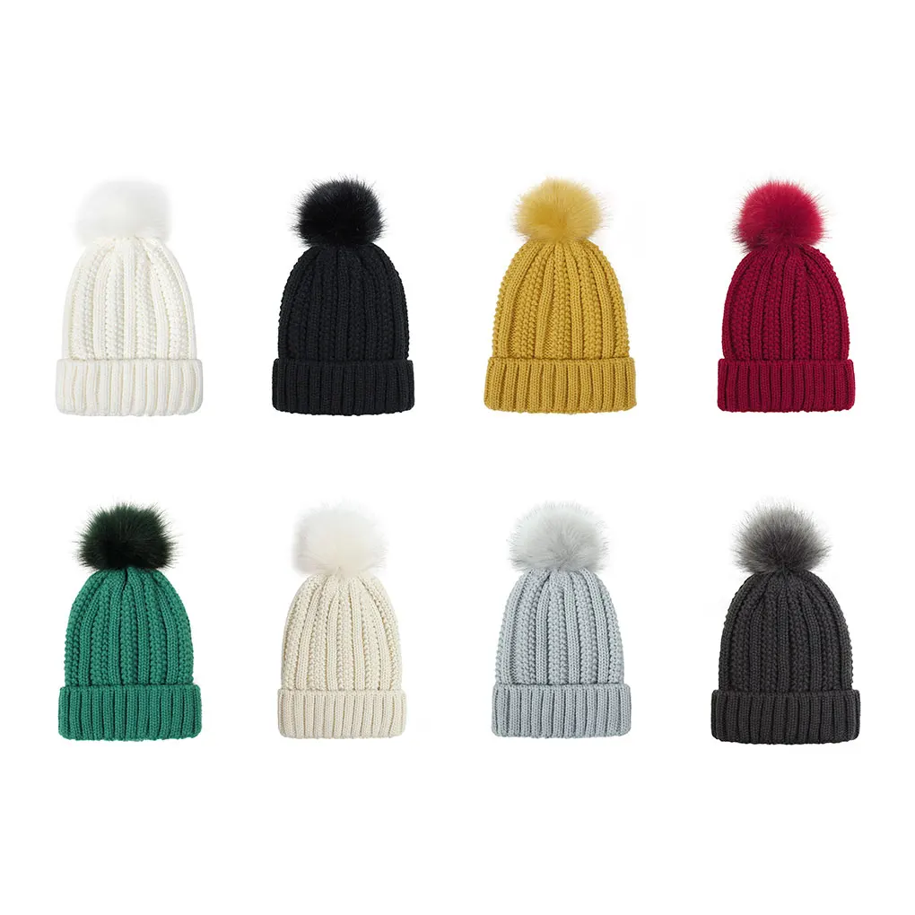 

Женская Шапка-бини, теплая вязаная шапка, удобные дышащие зимние головные уборы с защитой ушей, повседневные уличные шапки с помпоном