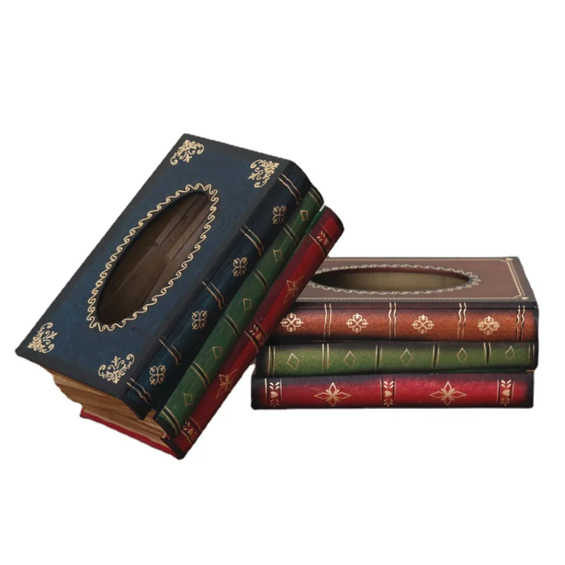 

Retro European simulation book hand-painted paper towel box art restaurant table placement Creative decorations