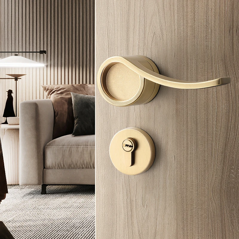 

SORWDUERM Door Handle With Key Door Levers Privacy Interior Lock for Bedroom and Bathroom Zinc Alloy