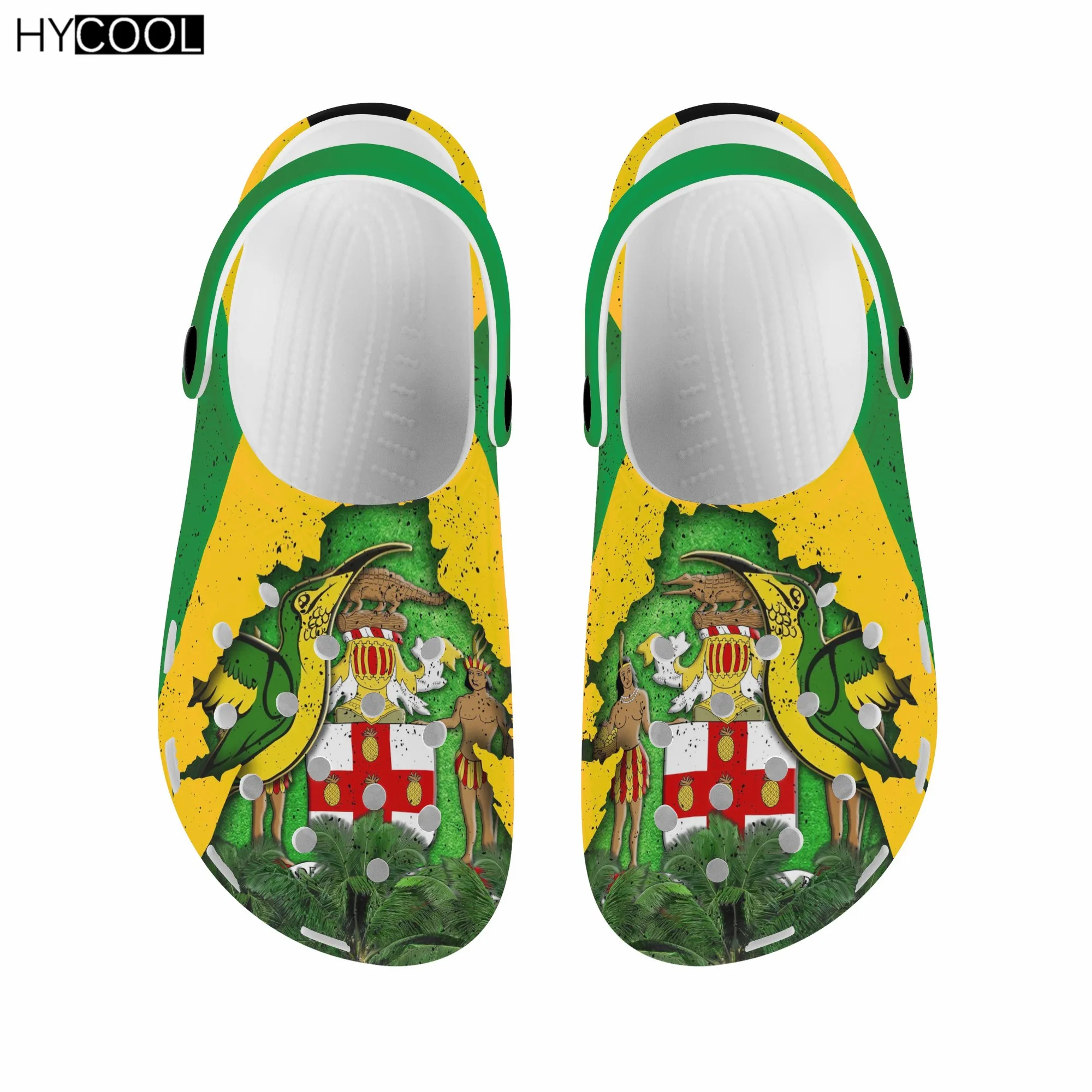 

HYCOOL Jamaica Flag Personalized Women Clogs Sandals Summer Casual Garden Shoes Outdoor Beach Slippers Hospital Nurse Work Shoes