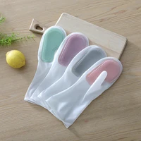 housework cleaning brush pvc gloves household thickening non slip heat insulation wear resistant gloves kitchen cleaning brush