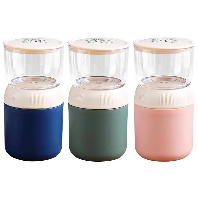

Breakfast Yogurt Cup Cereal Nut Salad Cup Container Set Food Taper Bowl Lunch Box Stainless Steel Double Layer Food Containers