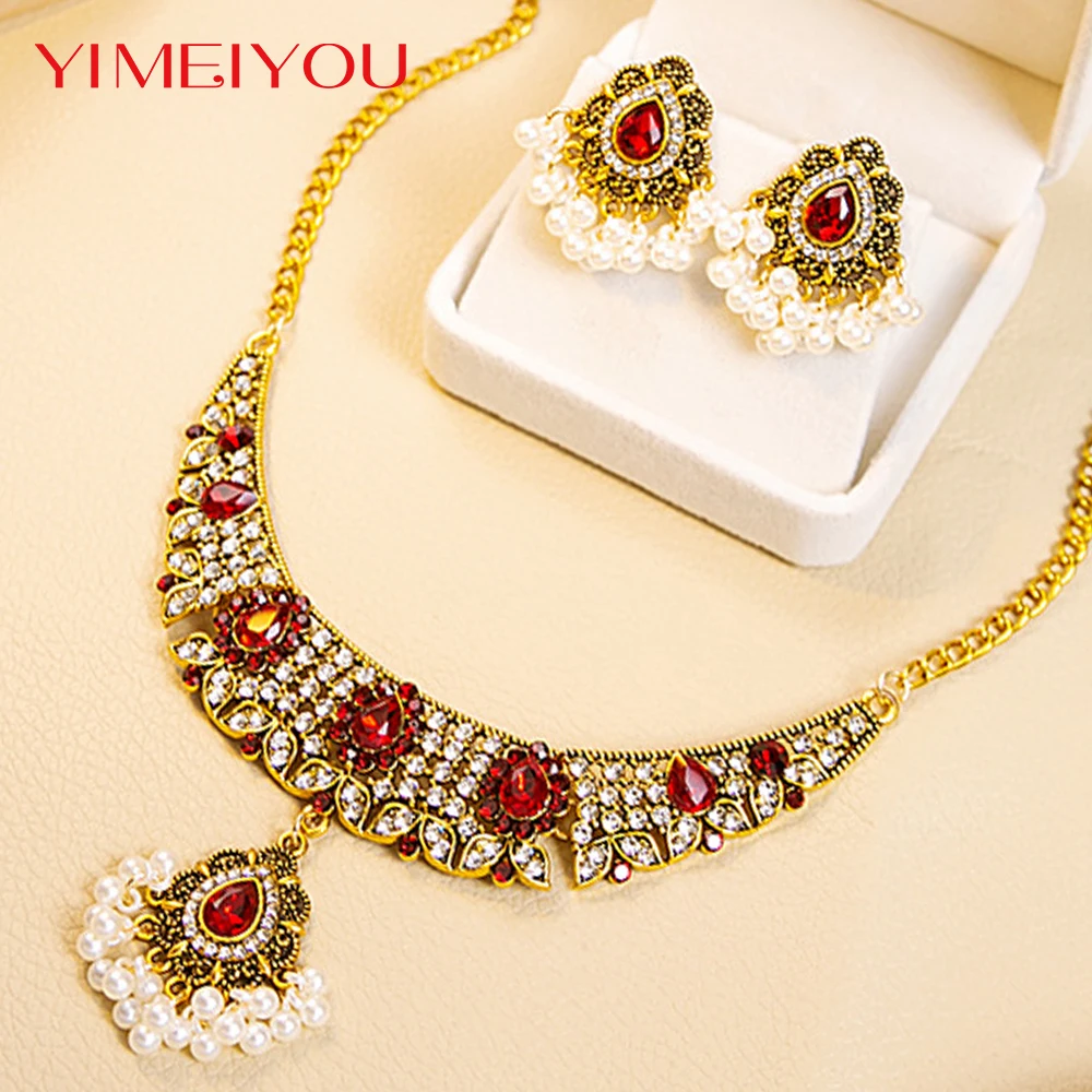 

Luxury Earring Set Wedding Bohemia Fashion Necklace Jewelry Simple Crytal Zircon Party Korean New Style Trendy Elegant Girl Gift