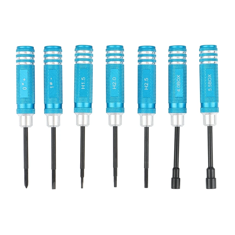 

7Pcs Straight Cross 1.5 2.0 2.5Mm Hex Screwdriver 4.0 5.5Mm Sleeve Tools Nut Wrench Kit For RC Helicopter Car Drone