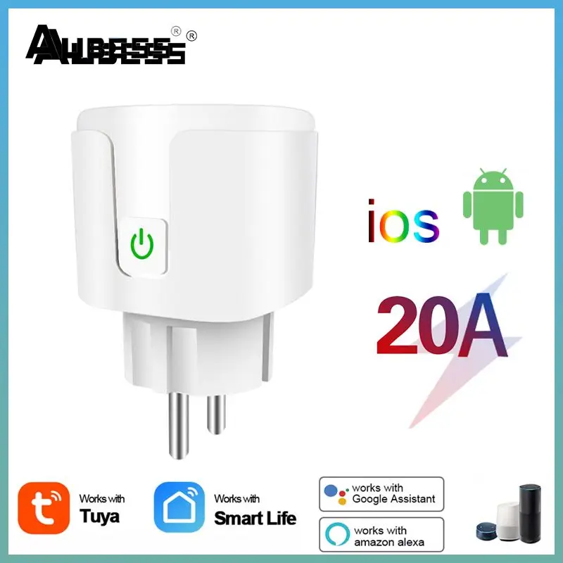 

Eu 20a Power Plug Tuya Smart Timer Outlet Power Monitor Smart Home Power Adapter Yandex Voice Control Power Outlet Smart