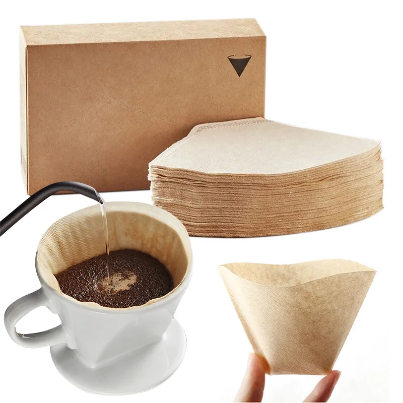 Coffee Filter Paper Disposable Espresso Coffee Filter Basket Natural Wood Pulp Hand Drip Paper Coffee Tea Bag Strainer Infuser