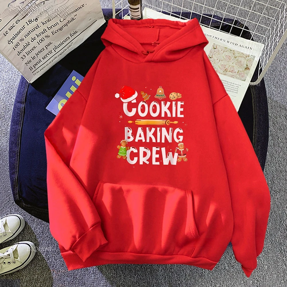 Anime Christmas Cookie Baking Crew Funny Family Xmas Classic Hoodie Men Womens Streetwear Warm Fleece Hooded Sweatshirt