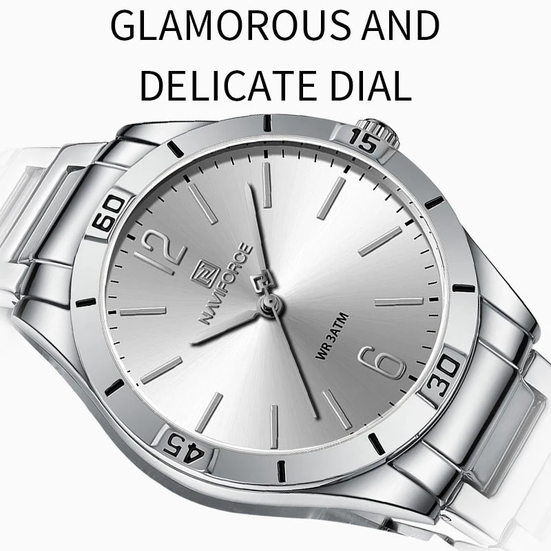 NAVIFORCE Women Watches Stainless Steel High Quality Quartz Ladies Wrist Watch Waterproof Girlfriends Gift Relogio Feminino