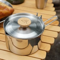 1l corrosion resistant camping kettle anti scratch stainless steel bushcraft gear portable tea kettle for household