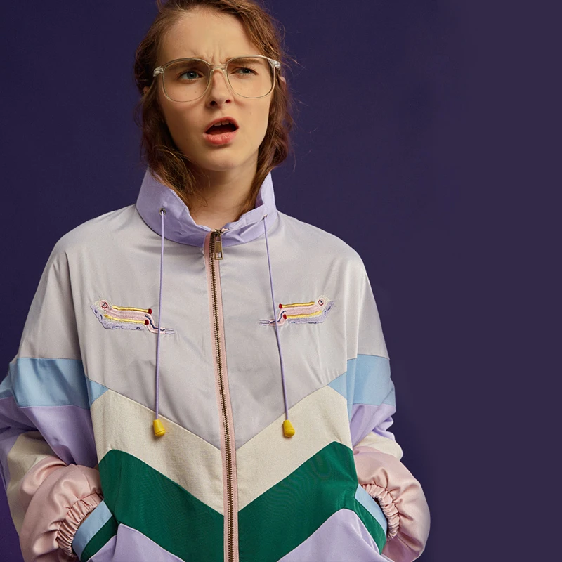 Весенние оригинальные нишевые женские базовые куртки с цветными блоками