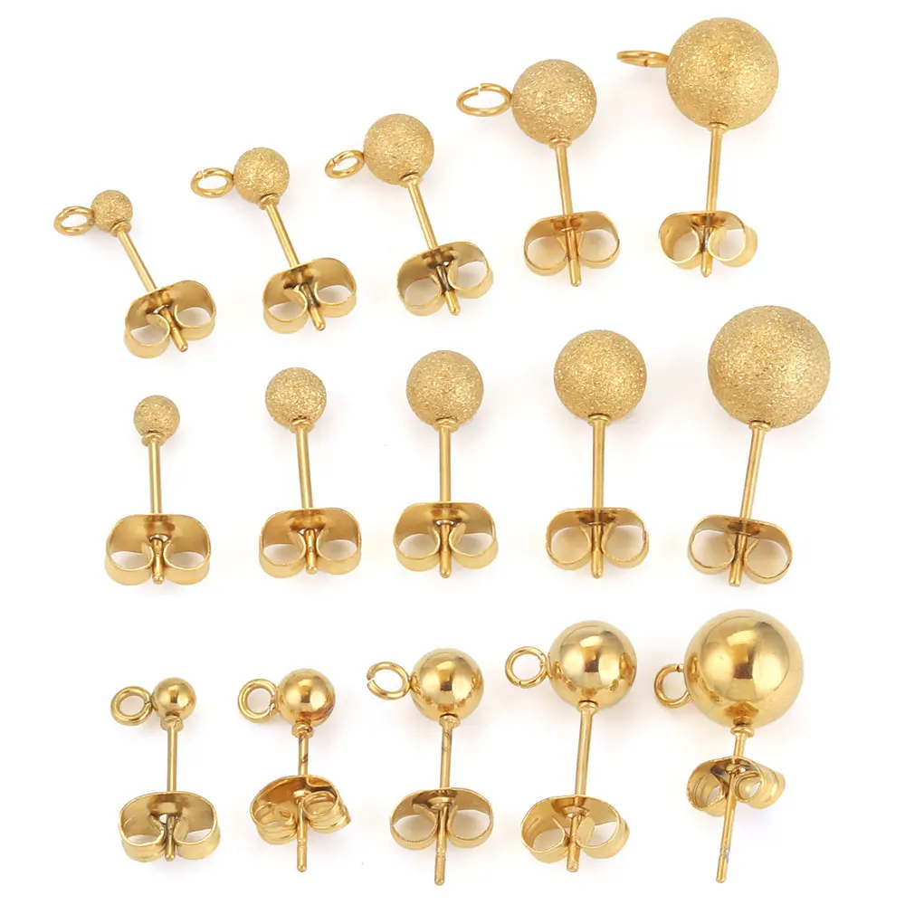 20pcs 3 4 5 6 8mm Stainless Steel Round Ball Earring Post Stud with Loop DIY Pendant Earring Jewelry Making Supplies  Wholesale