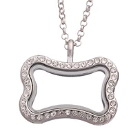 5pcs alloy rhinestones bow knot memory floating locket charm pendant necklace keychain for men women gift jewelry making bulk
