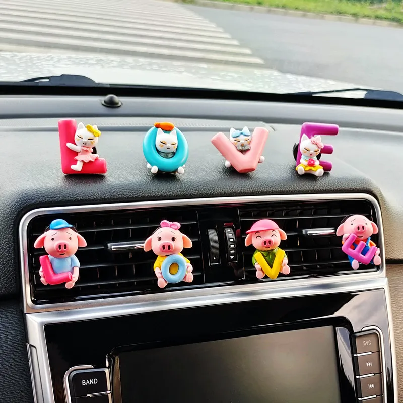 

Car Air Freshener In Auto Interior Decor Aroma Car Diffuser Vent Clip LOVE Cat Cute Pig Car Accessories Auto