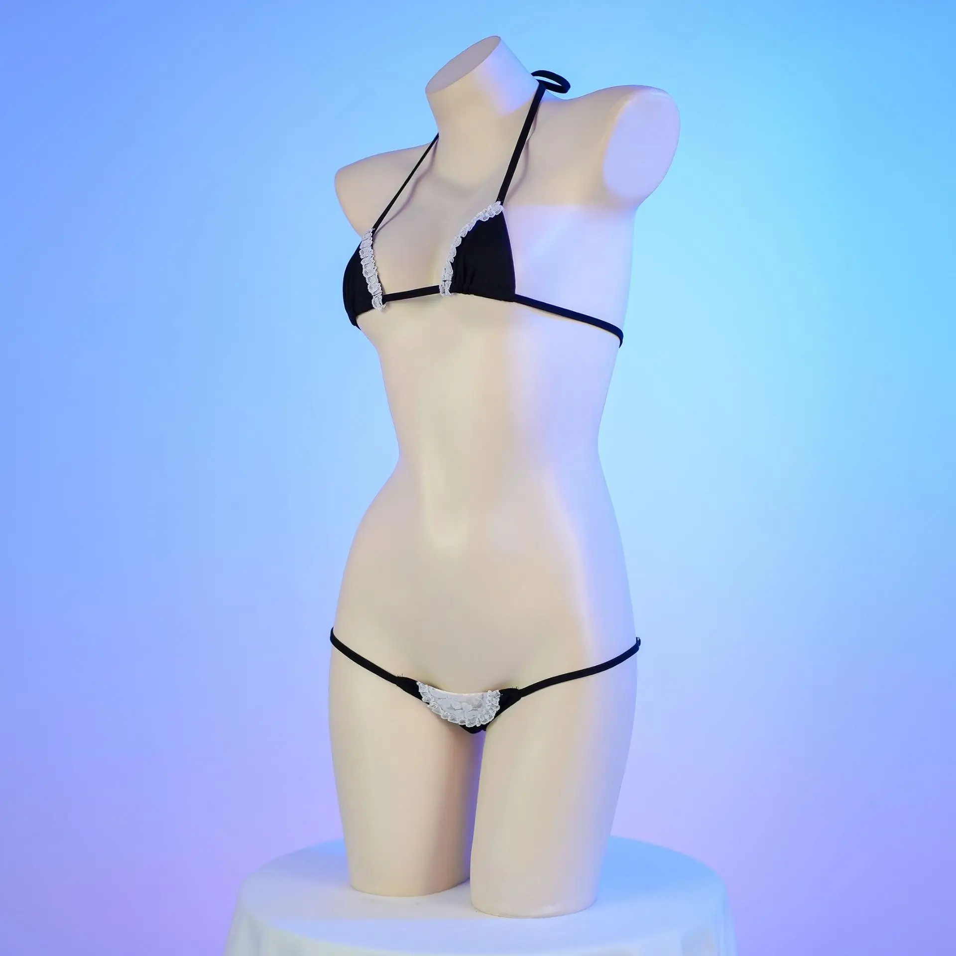 Комплект аниме мини-бикини из искусственной кожи нижнее белье горничной костюм