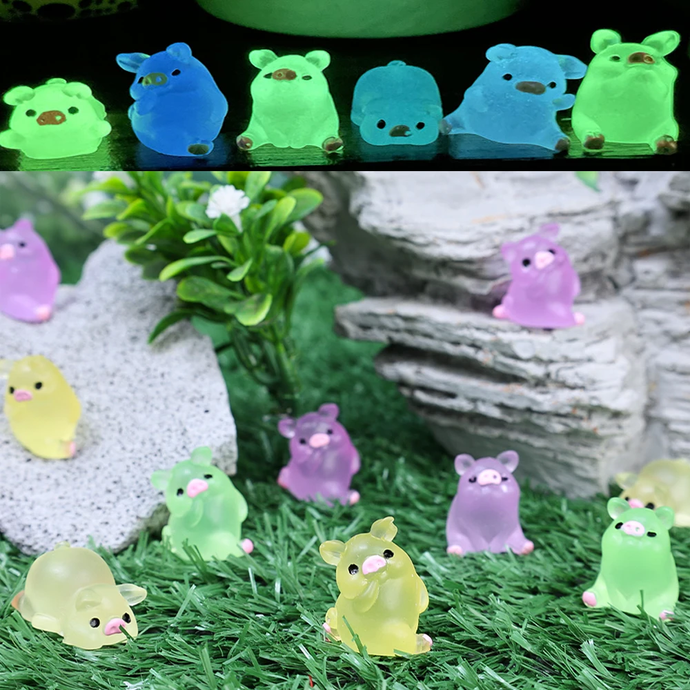 

1/10Pcs Mini Luminous Figurine Miniature Fluorescent Resin Craft Simulat Animal Ornament for Fairy Garden Micro Landscape Decor