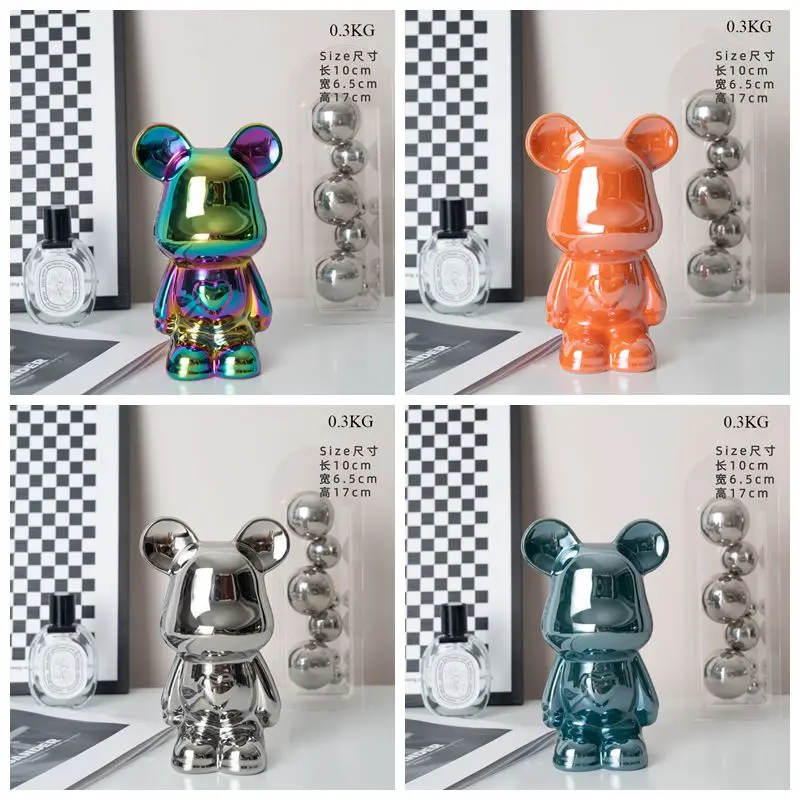 

Скандинавская красочная Керамическая скульптура и статуя медведя, копилка, украшение для дома, гостиной, аксессуары для украшения дома, фигурки