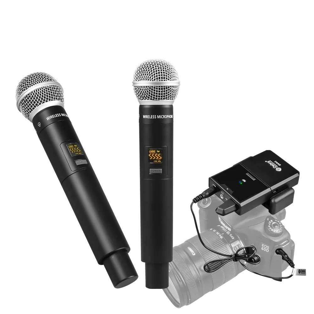 

Debra DV01/02H UHF Wireless Handheld Mic with Monitor Function Support Custom Content Card For Interview Live Broadcast VLOG
