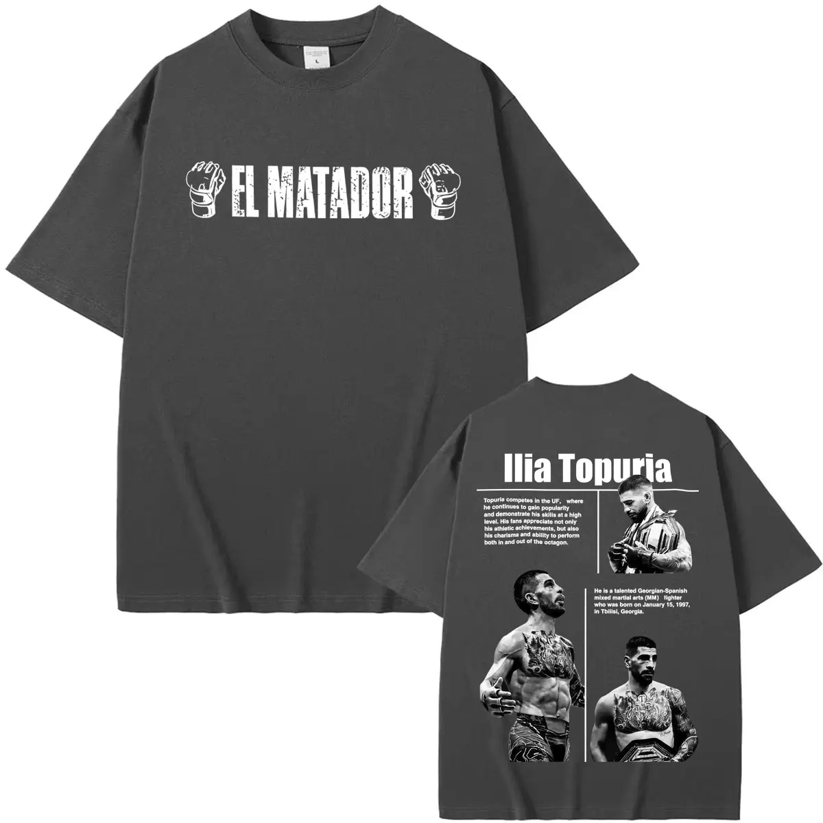 Фото Футболки Ilia Topuria El Matador La Leyenda Merch для мужчин и женщин, готические футболки в стиле Харадзюку, повседневные хлопковые футболки оверсайз №3