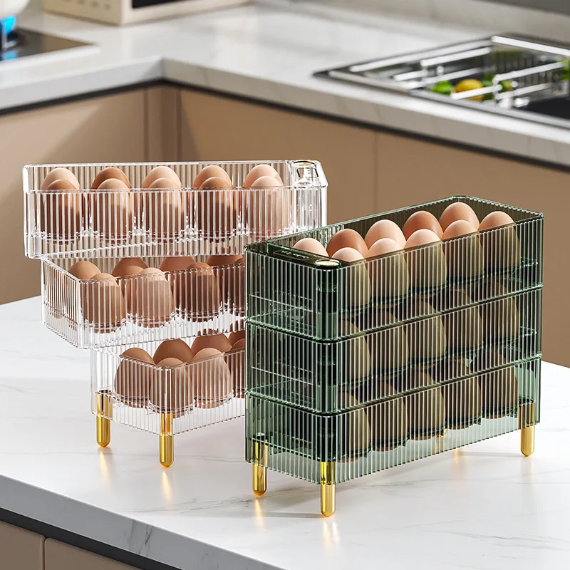 

Kitchen Drawer Fresh-keeping Gold-plated High-leg Egg Box Lattice Storage Egg Anti-collision Temperature-resistant Light Luxury