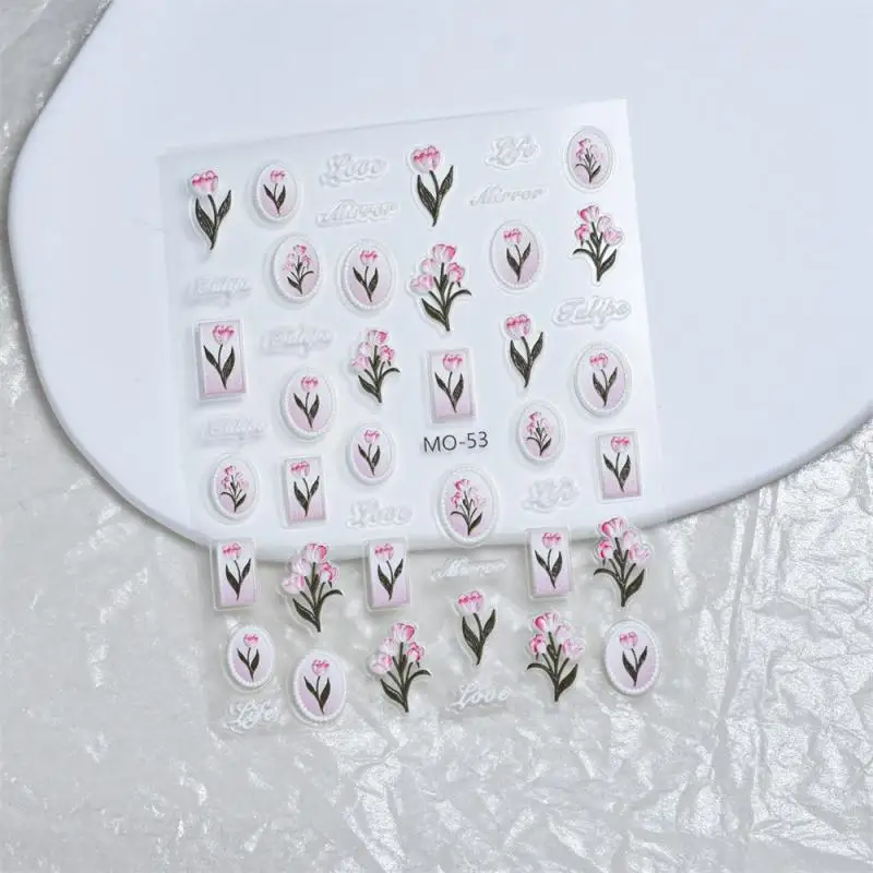 

Flower Nail Patch Small And Fresh Simple Temperament Smd Design Easy To Operate Waterproof And Durable Nail Supplies Perm Tulip