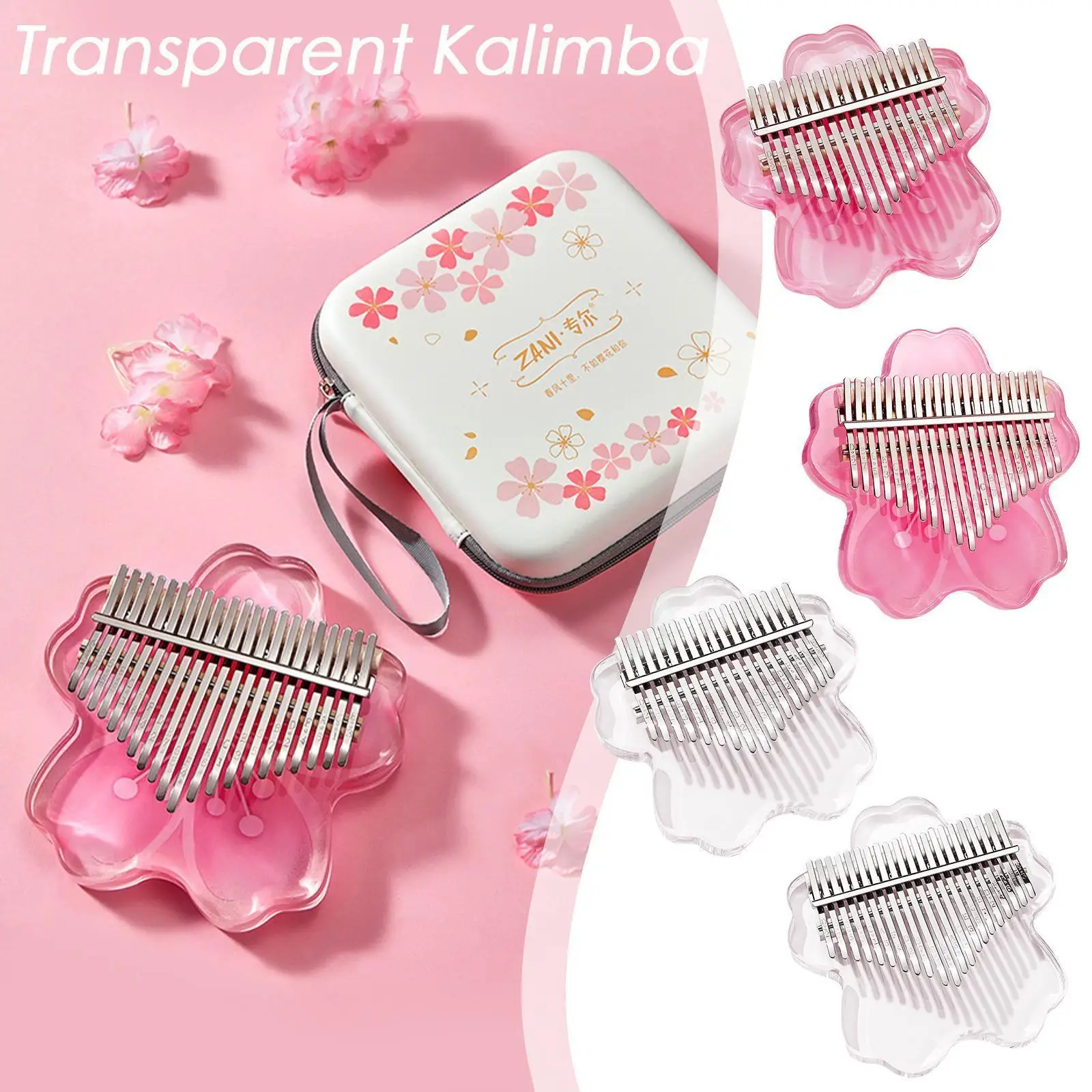 

Mini Pink Flower 21-tone Thumb Piano Kalimba Kalimba Crystal Transparent 17-tone Finger Piano Small Musical Instrument For U0u6