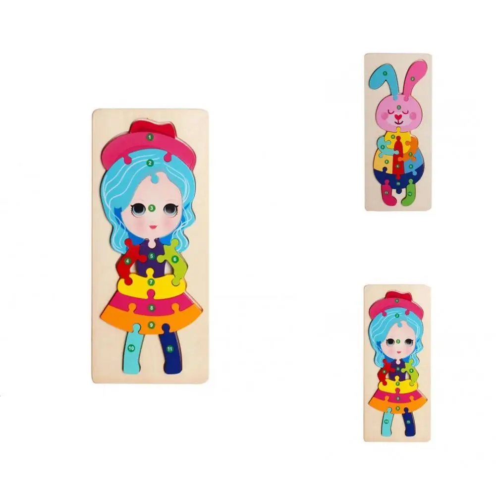 

7 Styles 1 Set Unique Exercise Hands-on Ability Kids Jigsaw Wooden Kids Jigsaw Toy Anti-fade for Students