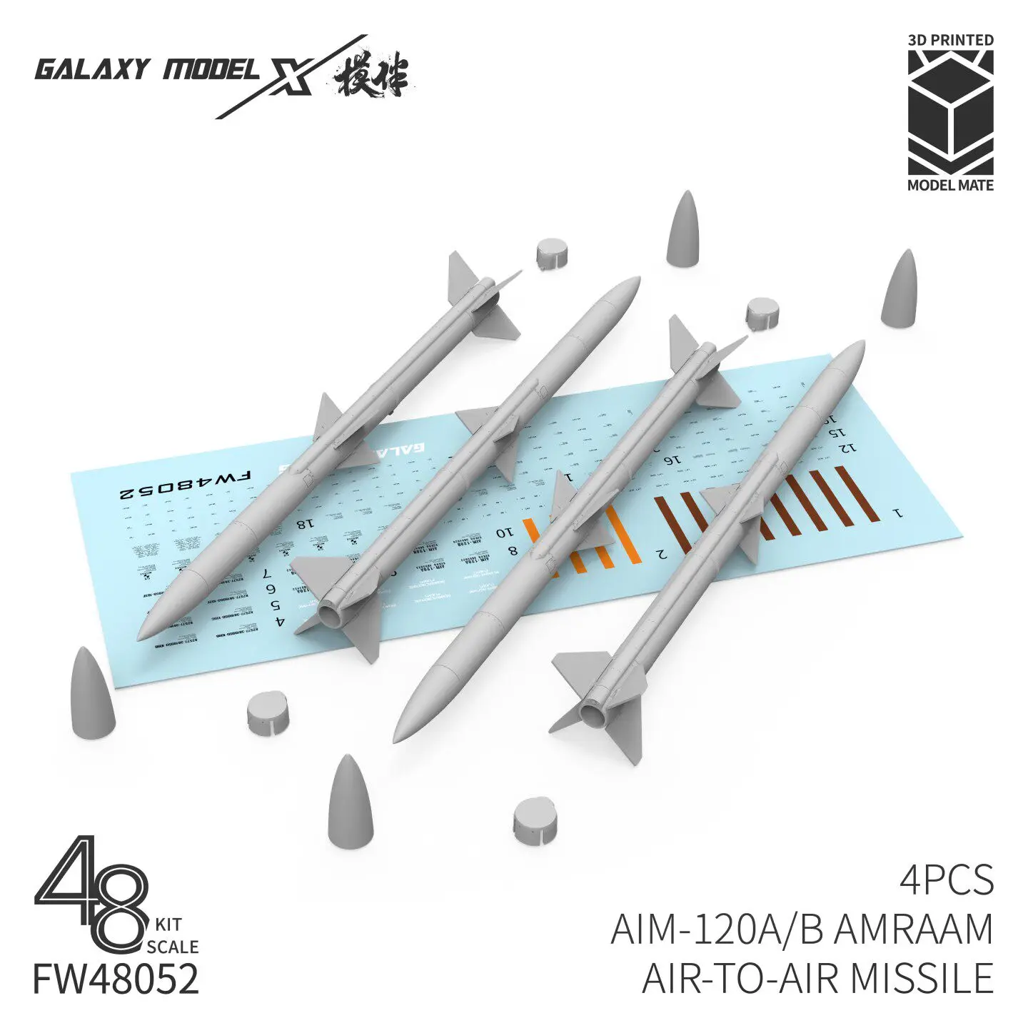 Galaxy 148 AIM-120AB AIM-120CD AMRAAM Комплект ракет воздух-воздух, 3D-печать из смолы, 4 шт., для модернизации масштабных моделей самолетов. (art.: 3920dcbf729bb) - 3920dcbf729bb