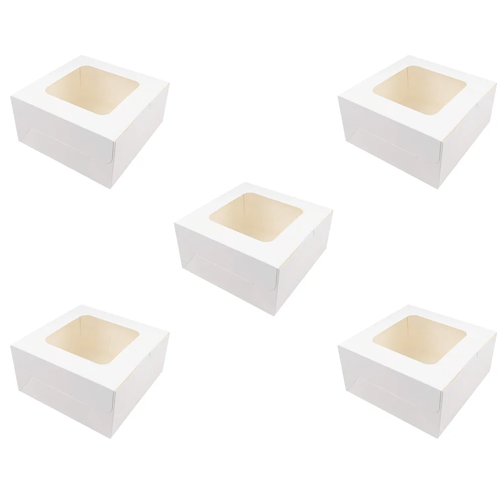 

5pcs Cupcake Box with Clear Window Bakery Boxes Muffin Container Bread Box Pastry Box for Moon Cake Cupcake Candy