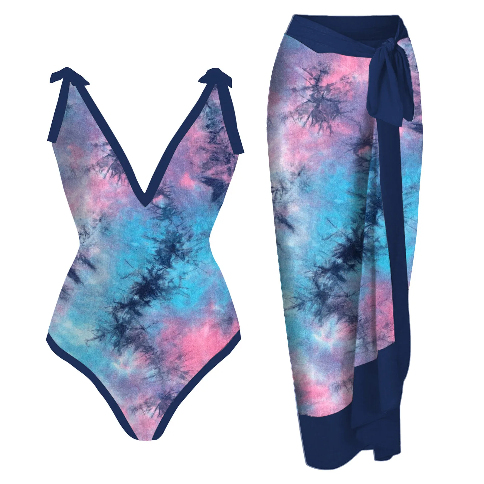 

Womens Swimsuit With Bikini Maxi Wrap Dress 2 Piece Floral Print Two Piece Swimsuit Set Girls Swimming Shorts