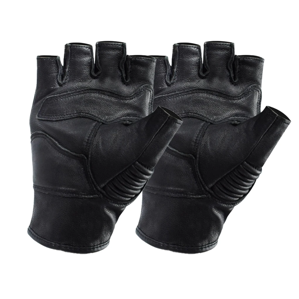 

GHOST RACING 1 Pair Motorcycle Half-finger Glove Fingerless Leather Mittens Motorbike Bike Cycling Sports Protective Gear M