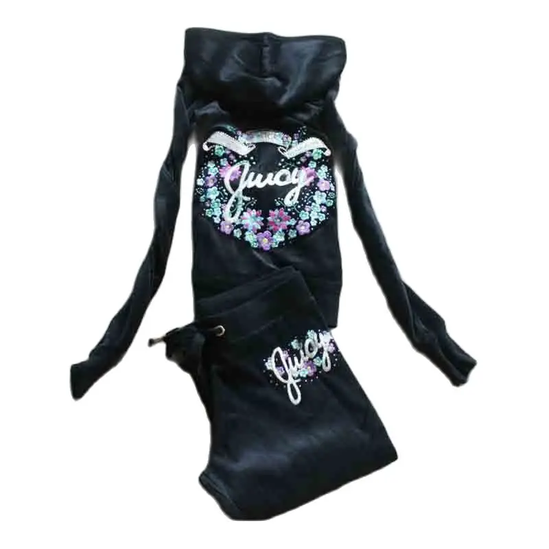 

Spring/Autumn 2022 Women Brand Tracksuit Velvet Cloth Women Suit Velor Tracksuit Sweatshirts & Pants Size Two-piece Suits