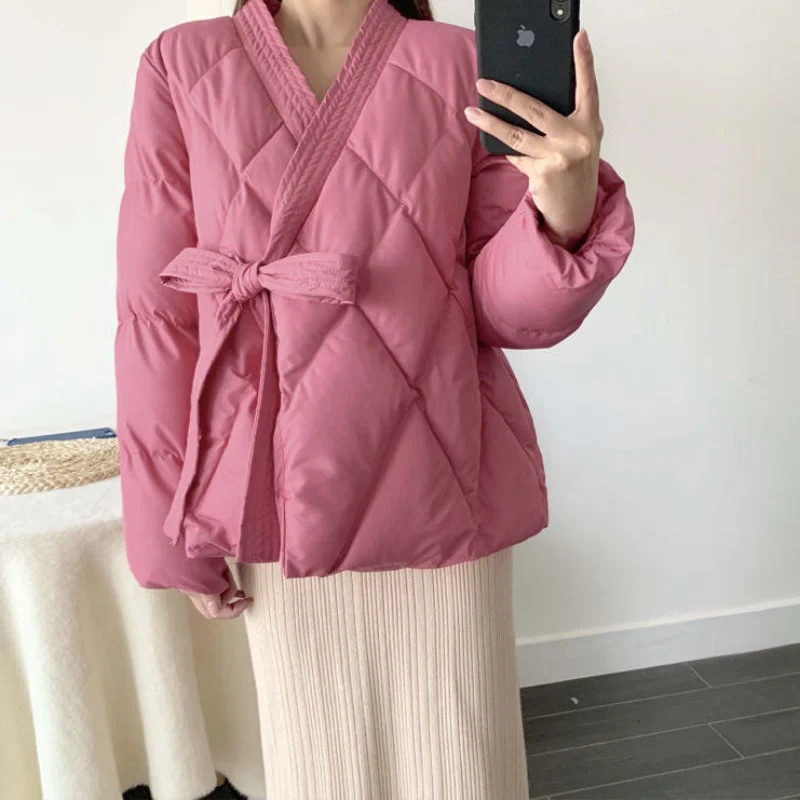 New Winter Clothes Women Parkas Super Hot Coats Cotton Padded Jacket Bandage Coats Korean Fashion Warm Designer Clothing