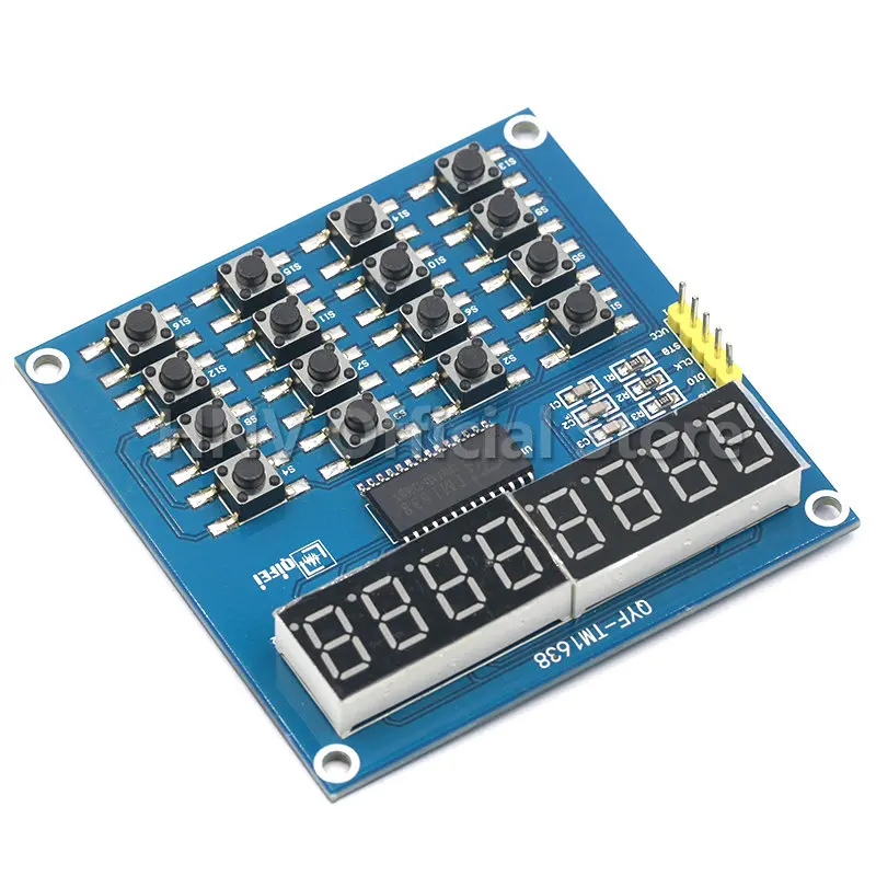 TM1638 LED Дисплей 8-битный модуль цифровой трубки 3-проводная 16 клавиш 8 бит сканирования клавиатуры и клавиша для набора Arduino DIY Kit.