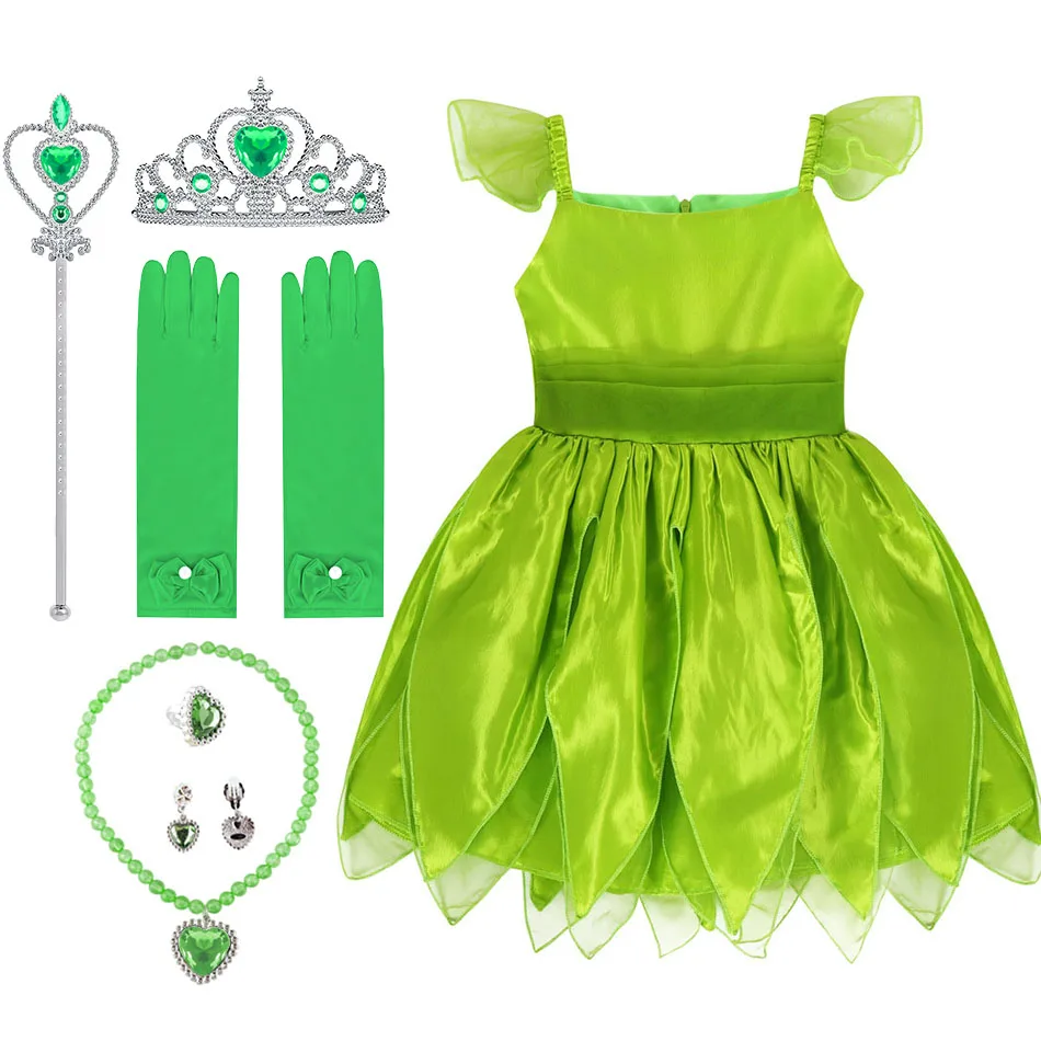 

Disney Kids Tinker Bell Costume Girls Christmas Fancy Princess Dress Butterfly Wings Children Fairy Birthday Vestidos 3-10 Years