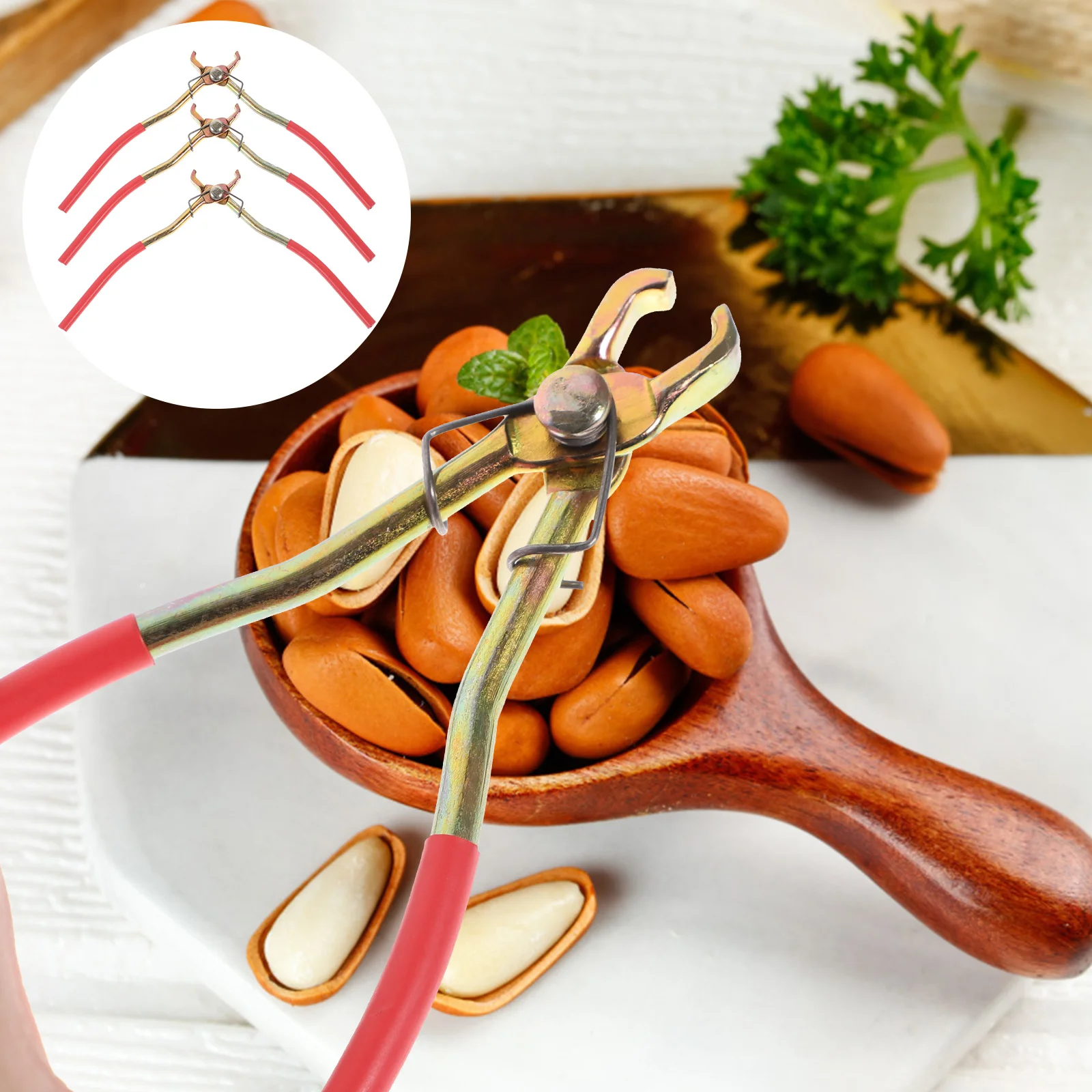 

3 Pcs Pine Nut Clip Wear-resistant Opener Clamp Stainless Steel Hazelnut Clamps Snack Tool Nuts Hand Tools Spring Walnut